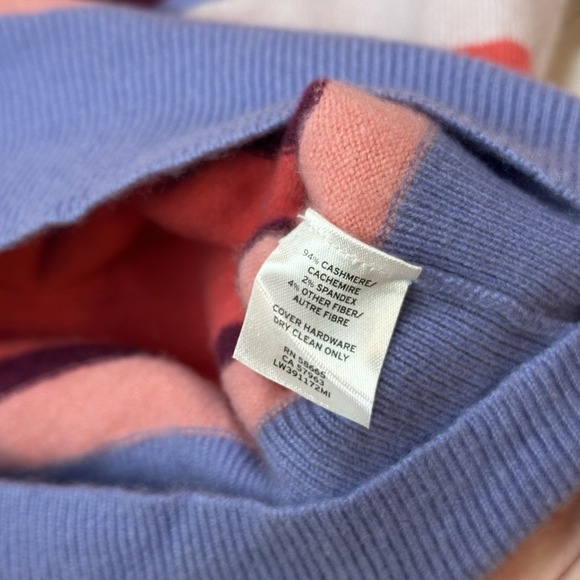 Lewit‎ XL Soft Cashmere Cropped Sweater Pink/ Purple Stripe Dropshoulder Buttons - Picture 8 of 11